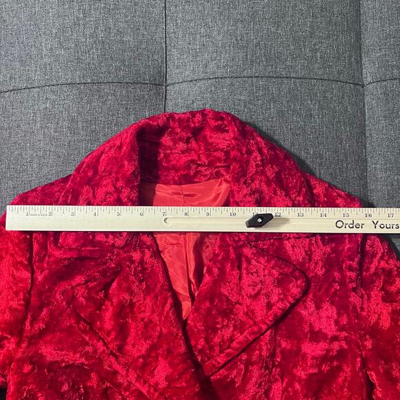 Vintage Crushed Velvet Blazer Women Small*‎ Red Whimsigoth Fairy Goth Steampunk - Picture 6 of 9